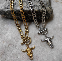 Acier inoxydable Taureau crâne chunky Chaîne Vache crâne collier Déclaration Collier Or Argent Épais Tour De Cou Taureau Pendentif Collier Hommes
