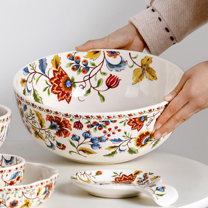 Phong cách sơn được làm bằng vật liệu thân thiện với môi trường, bát salad gốm lớn thích hợp cho các cuộc họp mặt gia đình - Product Image 4