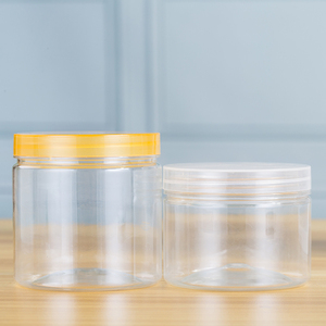 50ml-1000ml Customized Clear Round Plastic <b>Food</b> <b>Storage</b> Jar with Screw Top Lid for Sugar Candy Nuts - Product Image 1