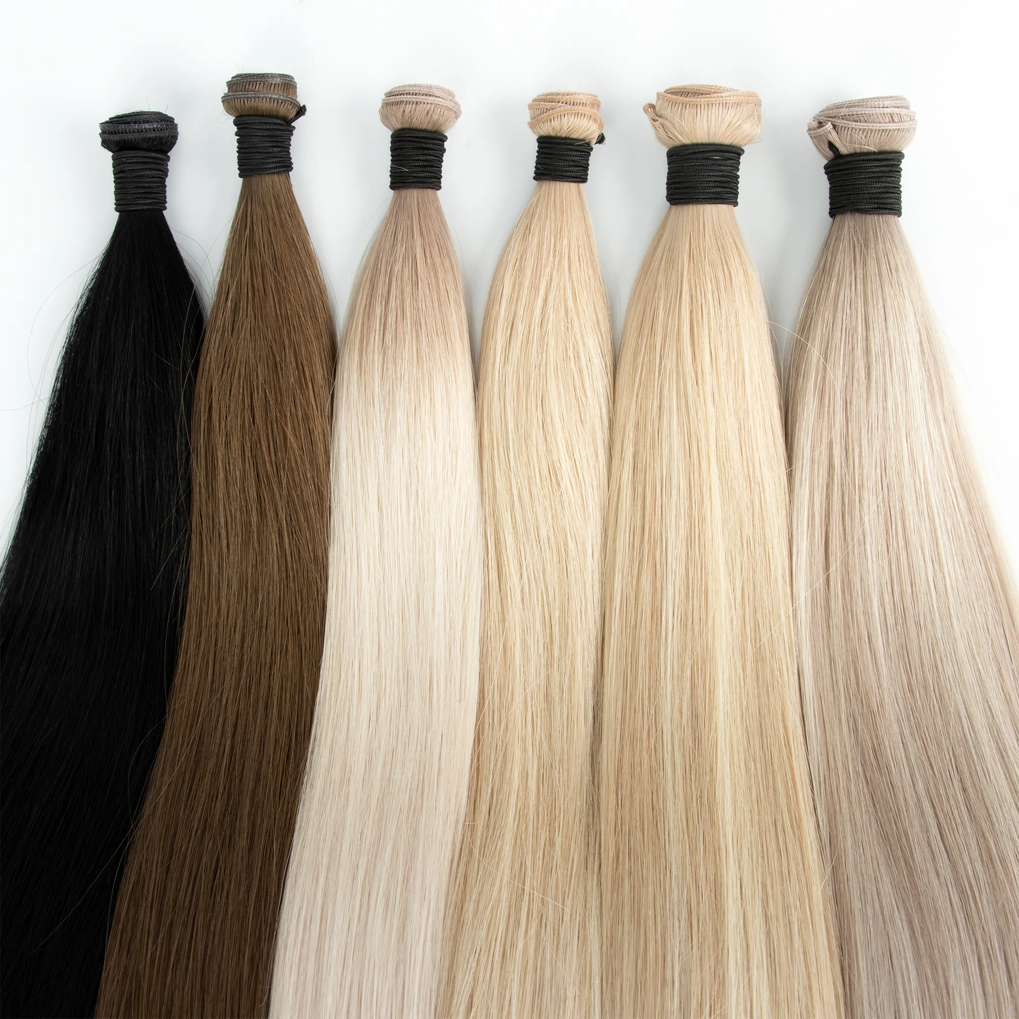 Russian 100% Human Hair Hand Tied Weft Thick Ends Can Be Cut Invisible Genius Weft Hair Extension