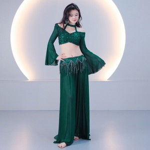 Costume de danse avec petite écharpe à paillettes et manches cloche pour spectacle de danse orientale - Product Image 4