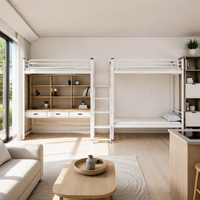 Lit mezzanine avec bureau et lit superposé, lit en métal gain de place pour dortoir, appartement studio, chambre, hôtel, hôpital
