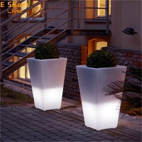Macetas Inteligentes con Luces LED, Lámparas de Jardín para Exteriores, Resistentes al Agua, Iluminadas, para Plantas y Flores