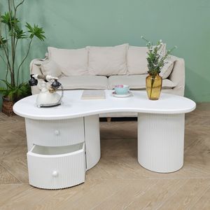 INNOVA Modern <b>White</b> Wooden Coffee <b>Table</b> Storage Drawer Contemporary European Style Extendable Durable Easy Assembly Home Kitchen - Product Image 1