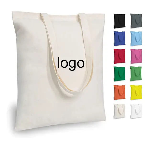 Sacola de algodão orgânico reutilizável, sacola em branco com impressão personalizada