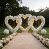 Grandes fleurs artificielles en soie en forme de cœur romantique pour arche de mariage, hydrangea blanc de 7-8 pieds de haut, écologique, pour événements et décors de scène, vente en gros