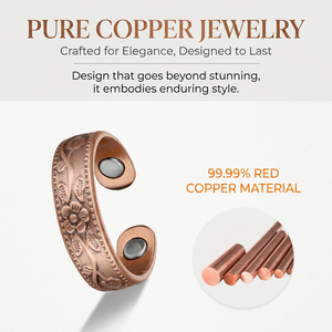 Anel de Cobre Vintage Autêntico em 5 Cores com 2 e 4 Ímãs, Anel de Inlay de Cobre 99,9% Puro para Mulheres, Presente de Casamento e Noivado - Product Image 6