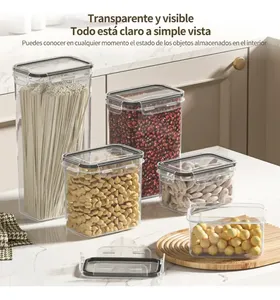 Contenants de stockage alimentaire hermétiques, rectangulaires, en plastique PP, empilables, organisateurs de cuisine pour céréales, collations, bonbons, design minimaliste - Product Image 4