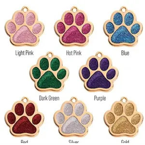 Giá Rẻ Giá Long Lanh Bột Pet Tag Chân Vòng & Xương Hình Dạng Con Chó Tag Vòng Cổ Kim Loại Dog Thẻ