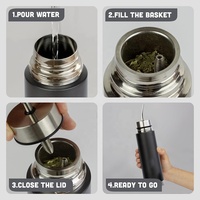 Ensemble cadeau Yerba Mate, bouteille d'eau isolée en acier inoxydable avec paille en métal, noir mat, 500 ml/17 oz