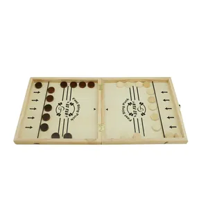 Snelle Sling Puck Game - 4 In 1 Board Game Set Schaken, Checker, Sling Puck, negen Man Mirris-Inclusief