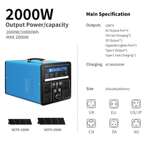Centrale Électrique Portable LiFePO4 220V 1102Wh 1200W 2000W 3000W avec Stockage Solaire, Expédition depuis l'Entrepôt Local en Europe - Product Image 6