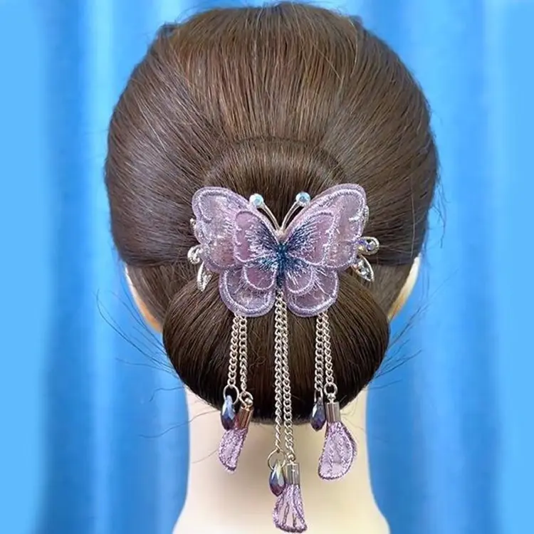 Elegant Women Butterfly Hairclip New Design Grasping Hair Claws Double Butterfly Long Tassel Hair Clip Accessories