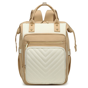 Sac à dos à langer portable SH Fashion Lady en polyester avec grande capacité, poches isothermes imperméables et fermeture éclair pour les soins de bébé - Product Image 3