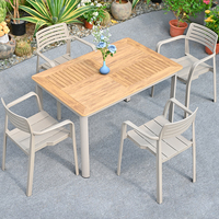 Table à manger d'extérieur moderne et durable en bois avec cadre en aluminium, imperméable et résistante aux UV, pour la plage, la cour et le balcon