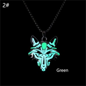 HipHop Halloween Luminous <span class=keywords><strong>Wolf</strong></span> Head Colgante Collares Vintage Street Dashing Night Lights Cool <span class=keywords><strong>Wolf</strong></span> Heads Collar - Product Image 5