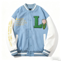 Veste universitaire d'hiver OEM ODM avec logo brodé sur le devant, veste de baseball contrastée, veste universitaire réversible pour homme