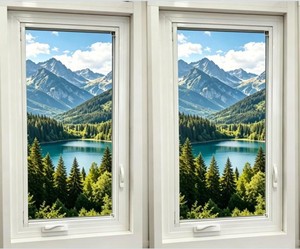 Fenêtre à auvent en PVC-U série 82, fenêtre à ouverture vers l'extérieur à charnières supérieures en PVC-U, fenêtre à auvent en vinyle multi-chambres avec double vitrage - Product Image 1