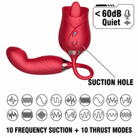 Vibrateur Rose Double Embout 10 Fréquences pour Lèche-langue et Pénétration, Stimulateur Clitoridien et Point G, Jouets pour Adultes pour Femmes CE RoHS