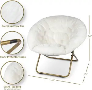 Hitree kursi lipat portabel, kursi malas santai fleksibel dengan bulu imitasi untuk ruang tamu atau kamar tidur