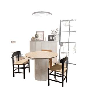 Mesa de comedor redonda estilo Wabi Sabi, losa de mármol travertino, diseño estable para uso en hogares modernos - Product Image 5