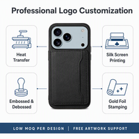 Étui de téléphone en cuir PU avec 4 emplacements pour cartes, béquille, cadre en TPU noir mat, plaque arrière en PC, logo personnalisé, fabrication OEM