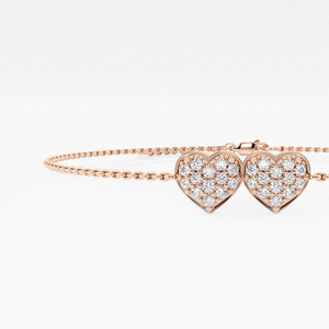 Fine <b>Anklet</b> 1 3 CTW Round Lab Grown Diamond Petite Double Pave Heart Chain <b>Bracelet</b> Adjustable Dainty Jewelry for Women - Product Image 3