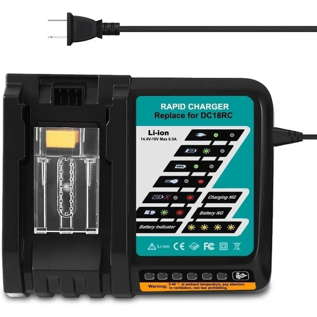 14.4V-18V Rapid Charger DC18RC DC18RD for 6Ah 5Ah 4Ah 3Ah 2Ah BL1860B BL1850B BL1840B BL1840B 18V Battery Fast Charger OEM
