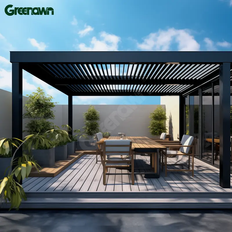 Toit ouvrant motorisé Pergola d'extérieur en aluminium imperméable Bioclimatic