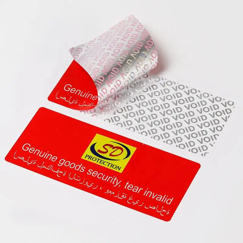 Rode Scheur Ongeldig Securituy Asset Label Custom Print Logo Ongeldig Echt Goede Beveiliging Garantie Vinyl Sticker Fraudebestendige Zegel