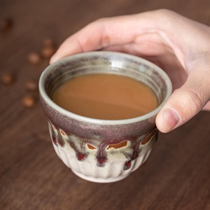 120ML Kung Fu Retro Master <b>Cup</b> Tea <b>Cup</b> Handmade Japanese Style Single <b>Ceramic</b> <b>Cup</b> and Saucer Vintage Design Home Drinkware - Product Image 5