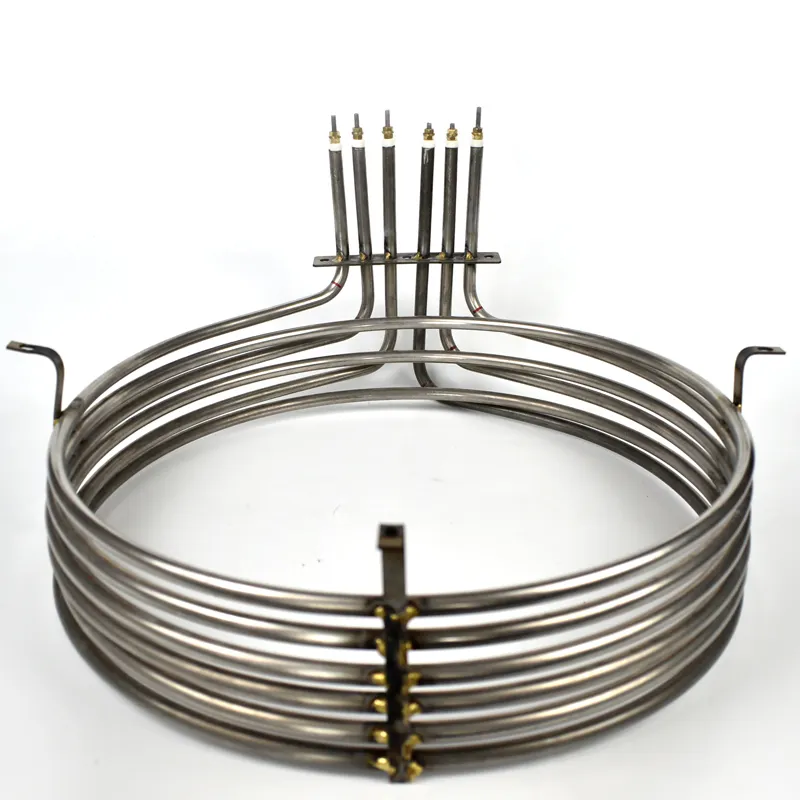 Aquecedor de ar tubular com bobina, brilhante 220v 5kw, elemento de aquecimento para forno elétrico, círculo, tubo de calor elétrico com folha de metal