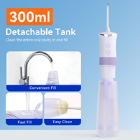 Irrigateur buccal sans fil rechargeable USB-C portable, réservoir amovible de 260 ml, étanche IPX7, fil dentaire à eau