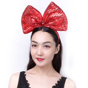 Adult Halloween <strong>Hen</strong> <strong>Party</strong> Accessories Decoration Hair Hoop Big Large Sequin Bow <strong>Headband</strong> for Women - Product Image 3