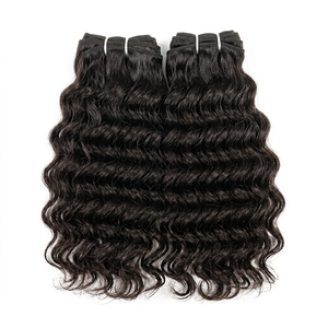 Extensions de cheveux humains 100% vierges Remy indiens ondulés/bouclés 100g, double trame machine, compatibles permanente, logo personnalisé pour toutes les couleurs de teinture - Product Image 1