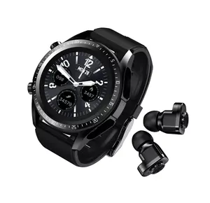 Montre intelligente 2 en 1 pour hommes TWS Écouteurs sans fil avec affichage LED Bluetooth Touch Casques Écouteurs Bracelet Tracker d'activité Android iOS