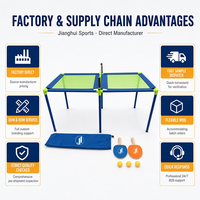 Table de tennis de table JH portable, pliable, 60 pouces, pour entraînement, enfants, famille, jeu intérieur/extérieur, avec filet, raquettes, balles et sac