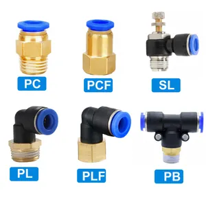 气动空气连接器配件PC PCF/PL/PLF 4毫米6毫米8毫米螺纹1/8 1/4 3/8 1/2软管配件管道快速连接器