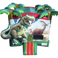 Château gonflable T-Rex de 13x14 pieds en PVC, facile à installer, pour enfants, idéal pour les fêtes d'anniversaire en plein air