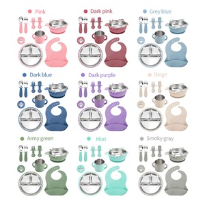 Kid Proof Suction Baby Plate and Bowl <b>Set</b> 304 Stainless Steel Feeding Dinnerware with Utensils and Bib - Product Image 5