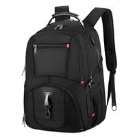 Sac à dos extensible pour ordinateur portable 17,3 pouces avec port de charge USB, grande capacité 55L, imperméable, sac de voyage d'affaires pour hommes