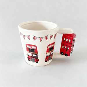 Personalizado de cerámica roja Routemaster Londres iconos de dos pisos en forma de autobús con asa 3D café té taza para regalos - Product Image 1