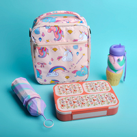 Emballage personnalisé pour enfants, boîte à déjeuner étanche, bouteille d'eau pour enfants, ensemble de bento avec sac à lunch isolé pour l'école