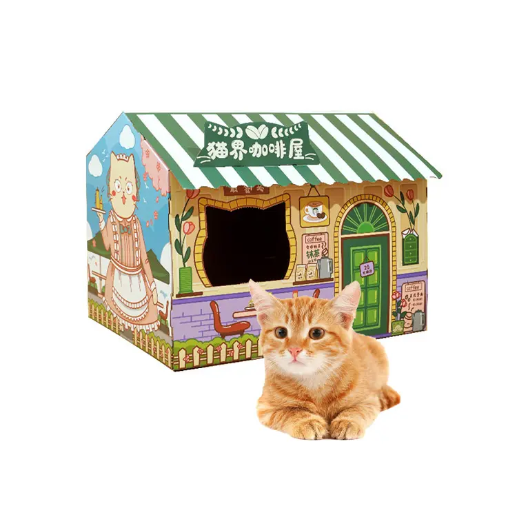 Corrugated Paper Cat House Home Bed Breathable Rabbit Kitten Cat Nest Scratch Pad Cardboard For Pet Cat Sleeping House