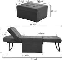 Pouf convertible moderne 4 en 1 en tissu respirant, fauteuil-lit avec dossier réglable, chaise pliante pour salon
