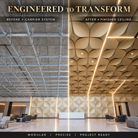 Panneaux de plafond en aluminium sculpté de luxe, système de plafond métallique sur mesure OEM pour projets d'intérieur commerciaux haut de gamme