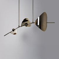 Lustre LED Géométrique Minimaliste de Luxe Nordique en Laiton, Suspension Artistique Créative pour Salle à Manger et Îlot de Cuisine