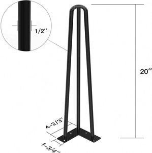 WEKIS 3-Rod DIY Industrial Strength Steel Furniture Metal 3 Pin Table <b>Legs</b> Sizes 6"-34" Matte Black Hairpin Workshop Hospital - Product Image 4