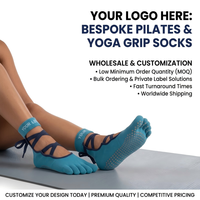 Chaussettes de yoga à cinq doigts avec logo personnalisé, antidérapantes, pour Pilates, avec picots, pour femmes, pour la danse classique, l'exercice et le studio, en gros
