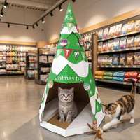 Luxuriöses XL Weihnachtsbaum-Katzenbett Hundehöhle Selbstwärmendes Dreieckiges Haustier-Tipi Abnehmbarer Komfortabler Bezug Cartoon-Stil Für Alle Jahreszeiten